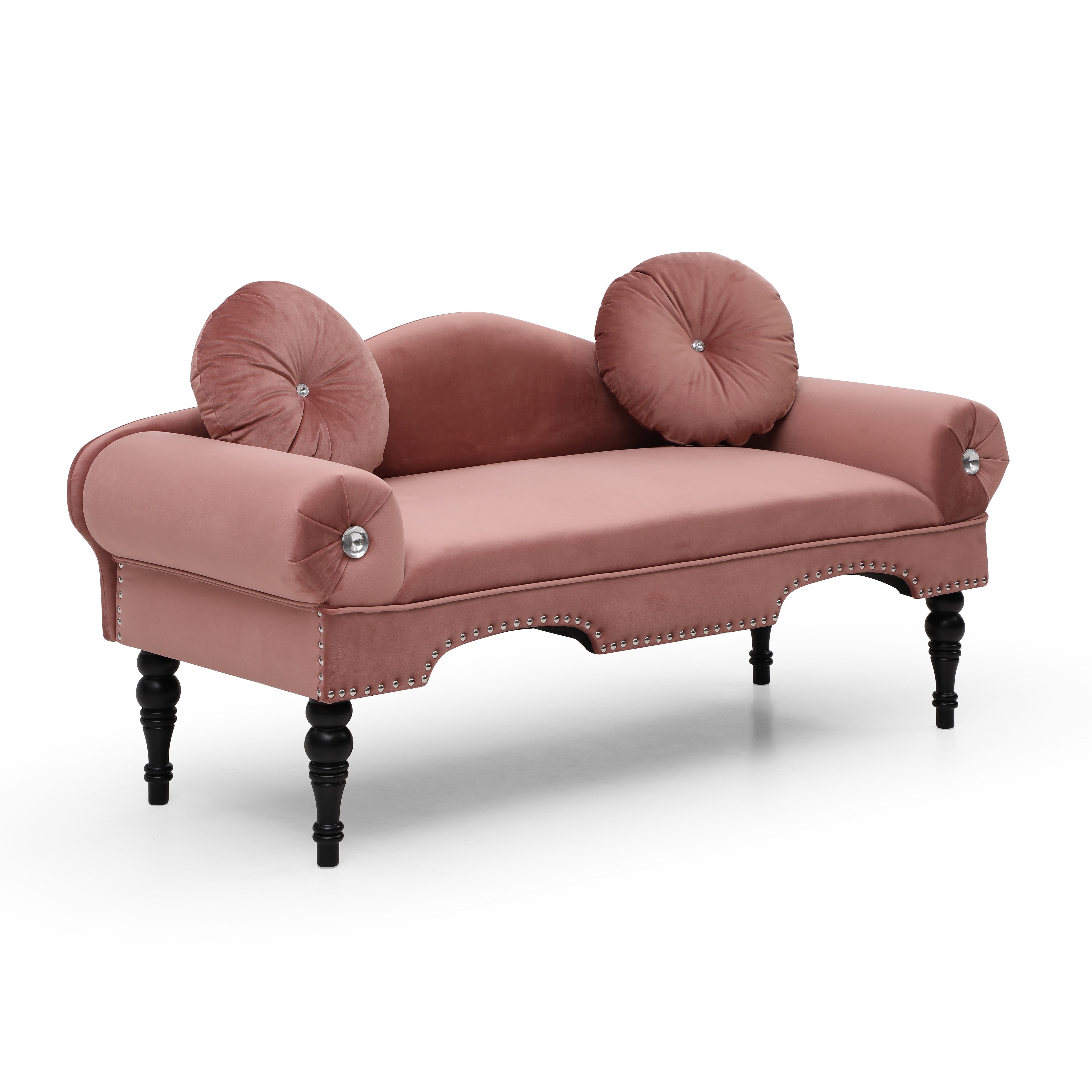 54"Width Modern Velvet Upholstered Loveseat Sofa Accent Bedside Entryway Bench Small Sofa 2 Seater Couch Settee for Living Room Bedroom Nail Head Trimming with Wood Legs 2 Pillows,Dark Pink 54"Width Modern Velvet Upholstered Loveseat Sofa Accent Bedside Entryway Bench Small Sofa 2 Seater Couch Settee for Living Room Bedroom Nail Head Trimming with Wood Legs 2 Pillows,Dark Pink